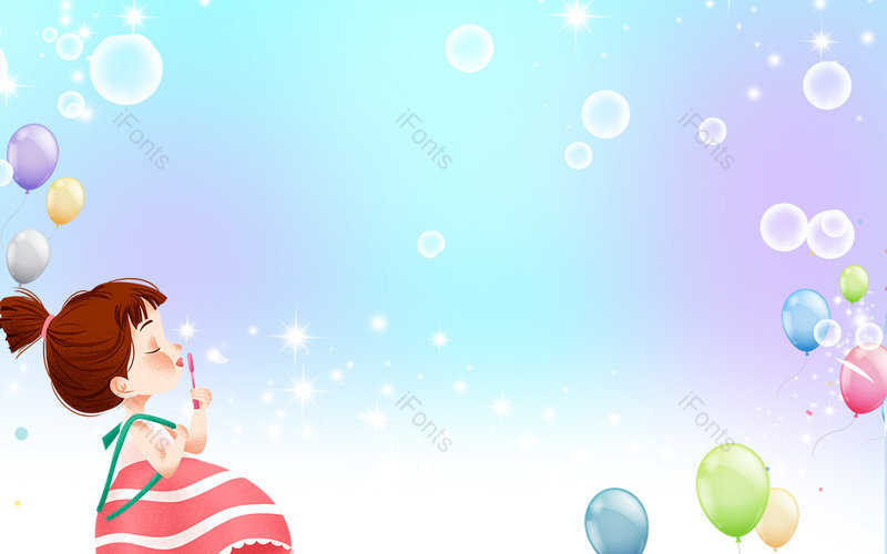 紫蓝色渐变卡通六一儿童节吹泡泡背景,插画/手绘图,插画/手绘图库,插画/手绘图下载,插画/手绘